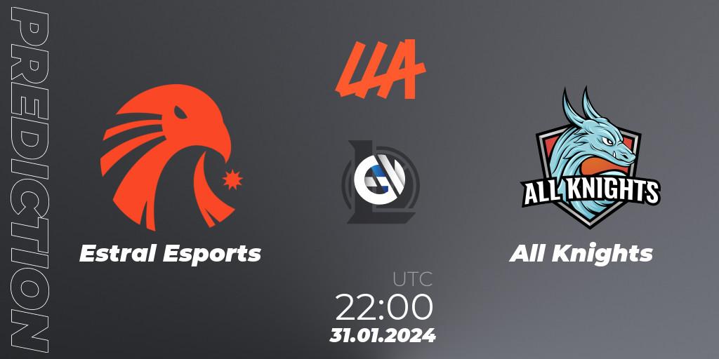 Estral Esports vs All Knights: Match Prediction. 31.01.24, LoL, LLA 2024 Opening Group Stage