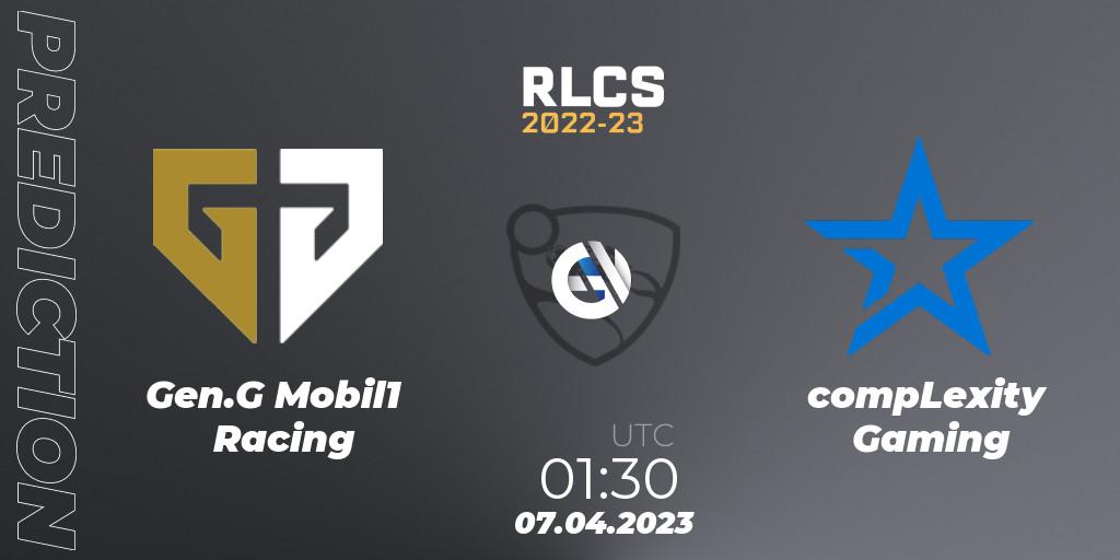 Gen.G Mobil1 Racing vs compLexity Gaming: Match Prediction. 07.04.2023 at 00:05, Rocket League, RLCS 2022-23 - Winter Split Major