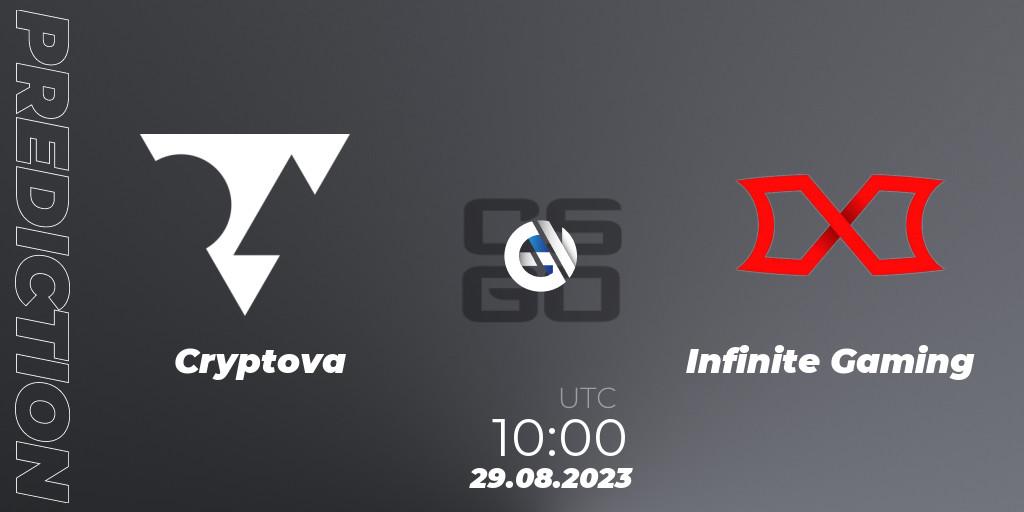 Cryptova vs Infinite Gaming: Match Prediction. 29.08.23, CS2 (CS:GO), OFK BGD Esports Series #1: Balkan Closed Qualifier
