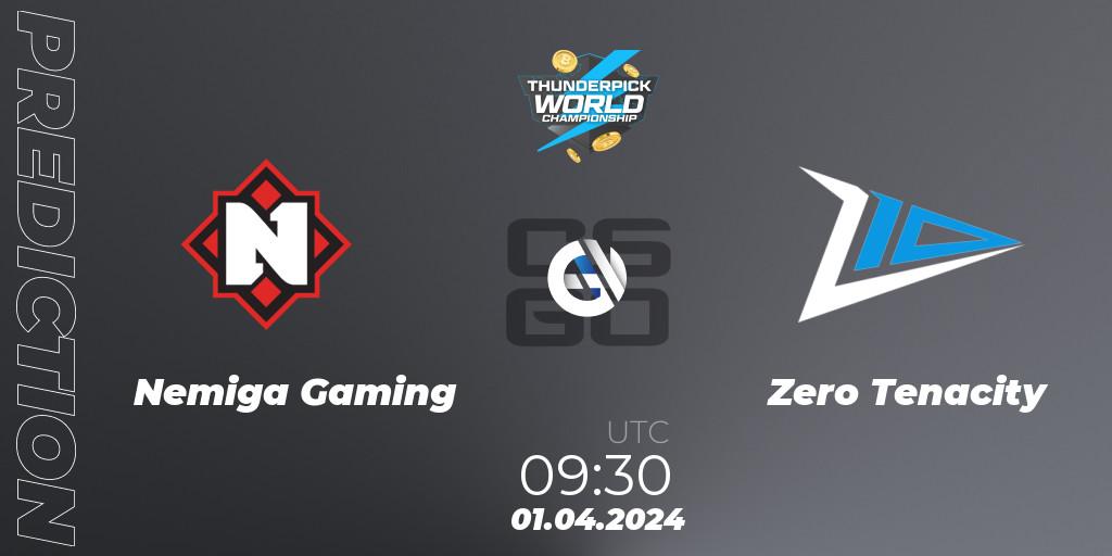 Nemiga Gaming vs Zero Tenacity: Match Prediction. 01.04.24, CS2 (CS:GO), Thunderpick World Championship 2024: European Series #1