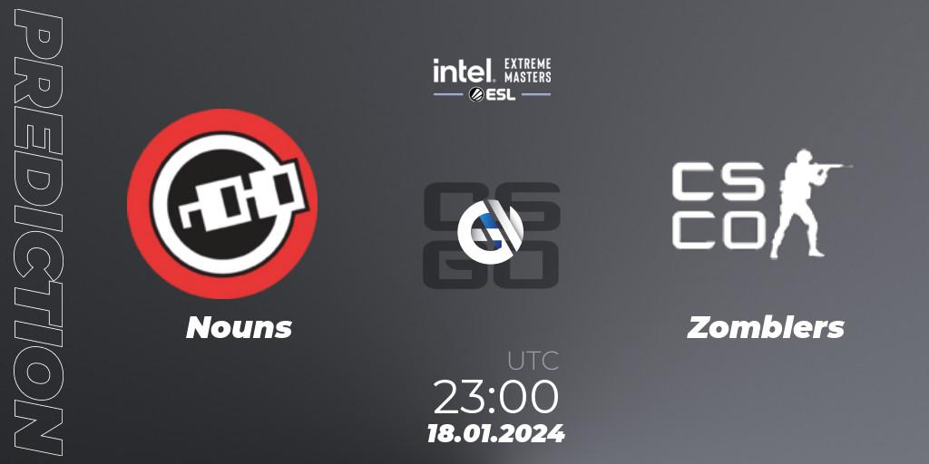 Nouns vs Zomblers: Match Prediction. 18.01.2024 at 23:00, Counter-Strike (CS2), Intel Extreme Masters China 2024: North American Open Qualifier #2