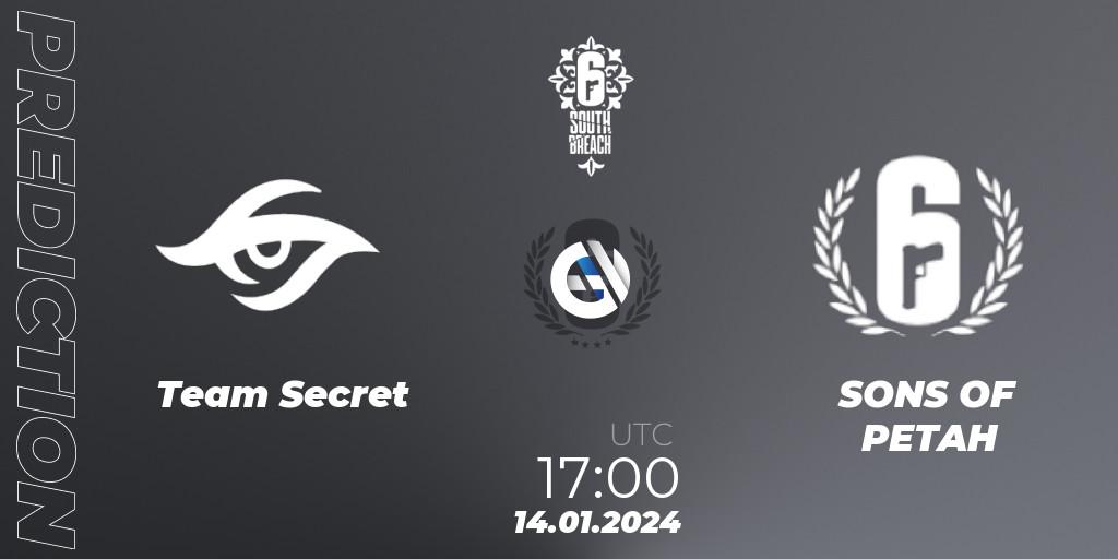 Team Secret vs SONS OF PETAH: Match Prediction. 14.01.2024 at 17:00, Rainbow Six, R6 South Breach