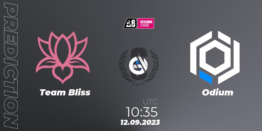Team Bliss vs Odium: Match Prediction. 12.09.2023 at 10:35, Rainbow Six, Oceania League 2023 - Stage 2