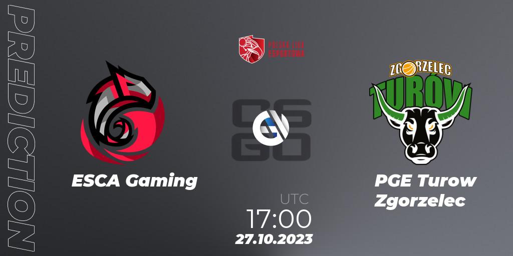 ESCA Gaming vs PGE Turow Zgorzelec: Match Prediction. 27.10.23, CS2 (CS:GO), Polska Liga Esportowa 2023: Split #3