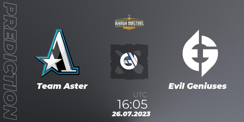 Team Aster vs Evil Geniuses: Match Prediction. 26.07.23, Dota 2, Riyadh Masters 2023