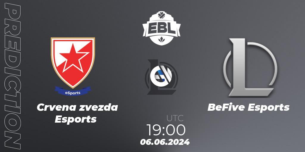 Crvena zvezda Esports vs BeFive Esports: Match Prediction. 06.06.2024 at 19:00, LoL, Esports Balkan League Season 15