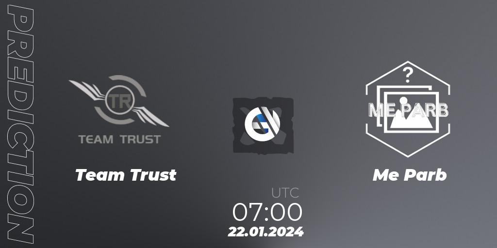 Team Trust vs Me Parb: Match Prediction. 03.02.2024 at 05:14, Dota 2, New Year Cup 2024