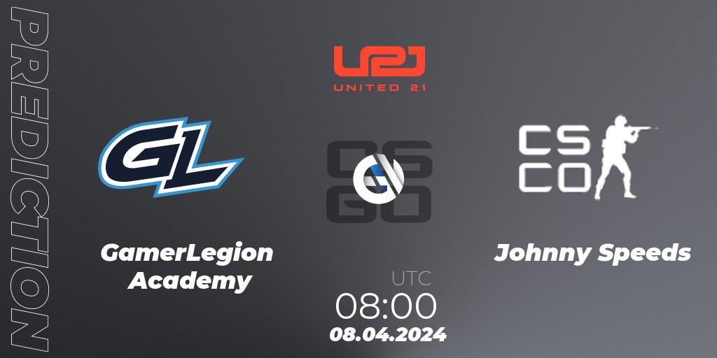 GamerLegion Academy vs Johnny Speeds: Match Prediction. 08.04.2024 at 08:00, Counter-Strike (CS2), United21 Season 14