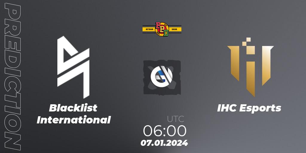 Blacklist International vs IHC Esports: Match Prediction. 07.01.24, Dota 2, BetBoom Dacha Dubai 2024: SEA and CN Closed Qualifier