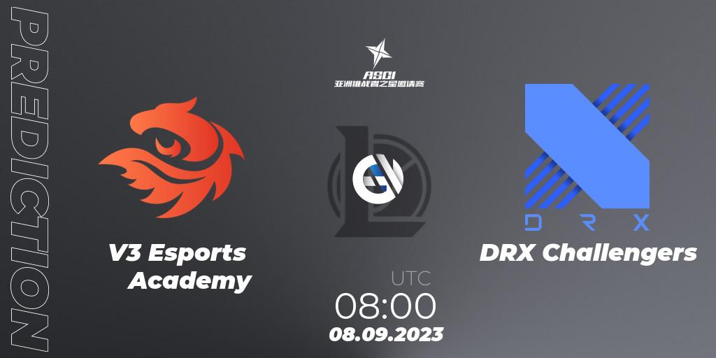 V3 Esports Academy vs DRX Challengers: Match Prediction. 08.09.2023 at 08:00, LoL, Asia Star Challengers Invitational 2023