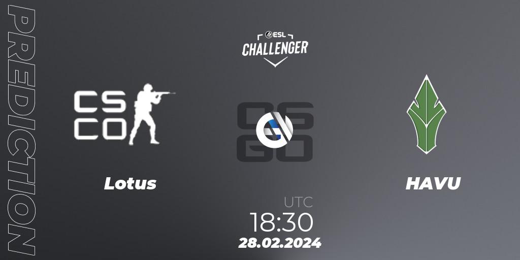 Lotus vs HAVU: Match Prediction. 28.02.24, CS2 (CS:GO), ESL Challenger #56: European Closed Qualifier