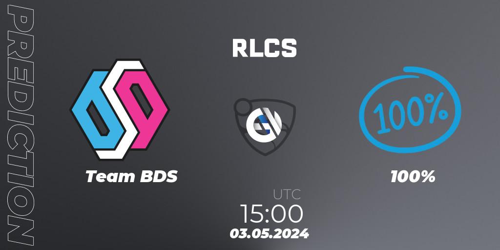 Team BDS vs 100%: Match Prediction. 03.05.2024 at 15:00, Rocket League, RLCS 2024 - Major 2: EU Open Qualifier 4