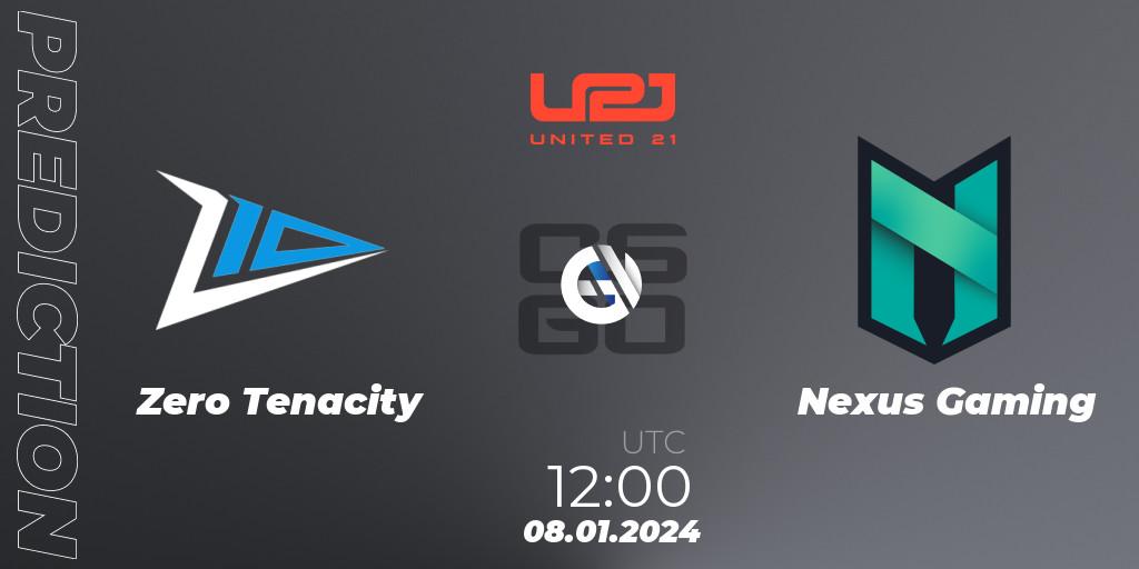 Zero Tenacity vs Nexus Gaming: Match Prediction. 08.01.2024 at 12:10, Counter-Strike (CS2), United21 Season 10
