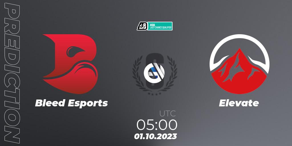 Bleed Esports vs Elevate: Match Prediction. 01.10.23, Rainbow Six, Asia League 2023 - Stage 2 - Last Chance Qualifiers