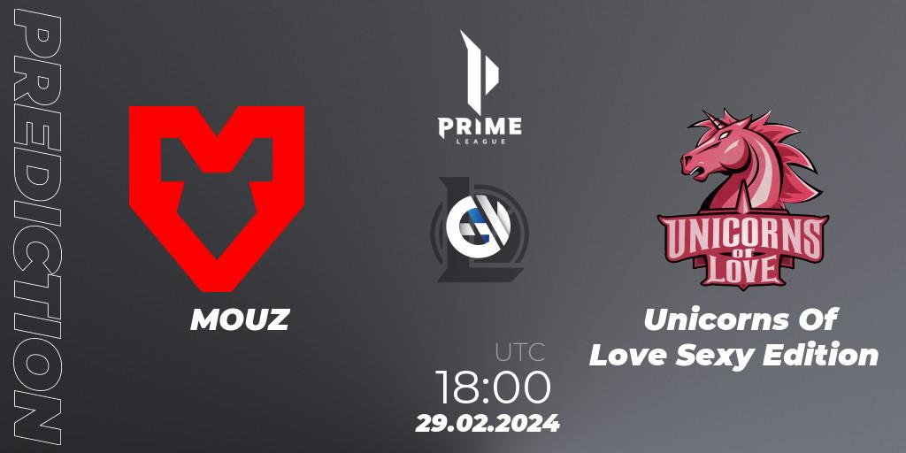 MOUZ vs Unicorns Of Love Sexy Edition: Match Prediction. 29.02.24, LoL, Prime League Spring 2024 - Group Stage