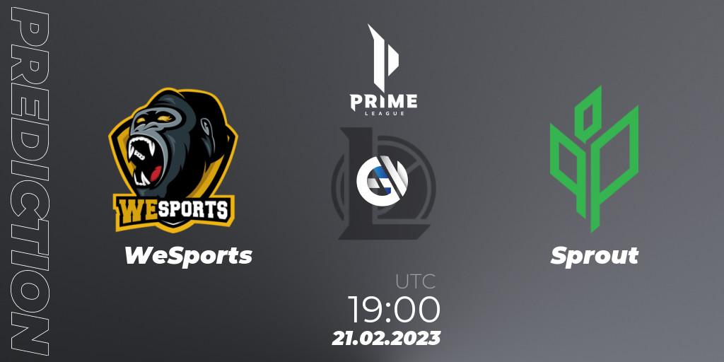 WeSports vs Sprout: Match Prediction. 21.02.2023 at 19:00, LoL, Prime League 2nd Division Spring 2023 - Group Stage