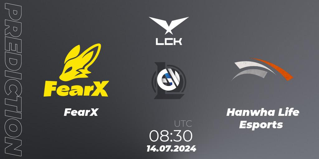 FearX vs Hanwha Life Esports: Match Prediction. 14.07.2024 at 08:30, LoL, LCK Summer 2024 Group Stage