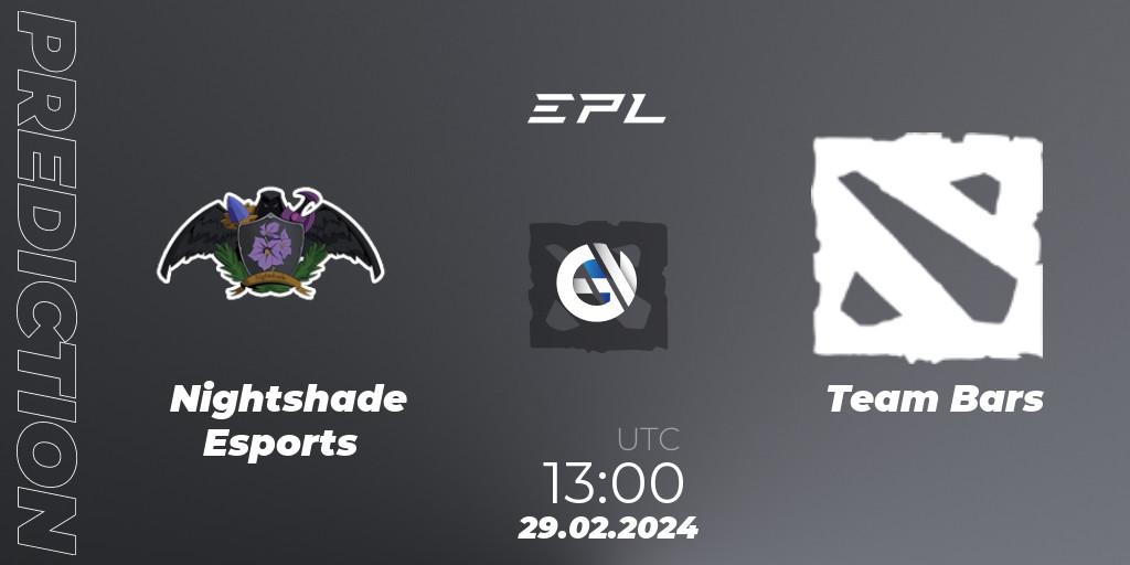 Nightshade Esports vs Team Bars: Match Prediction. 29.02.24, Dota 2, European Pro League Season 17: Division 2