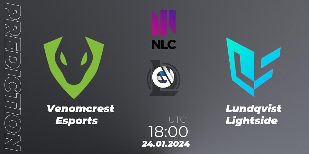 Venomcrest Esports vs Lundqvist Lightside: Match Prediction. 24.01.2024 at 19:00, LoL, NLC 1st Division Spring 2024