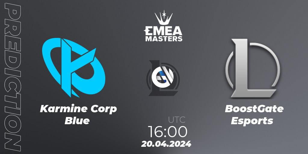 Karmine Corp Blue vs BoostGate Esports: Match Prediction. 20.04.24, LoL, EMEA Masters Spring 2024 - Group Stage