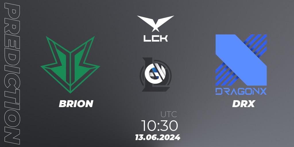BRION vs DRX: Match Prediction. 13.06.2024 at 10:30, LoL, LCK Summer 2024 Group Stage