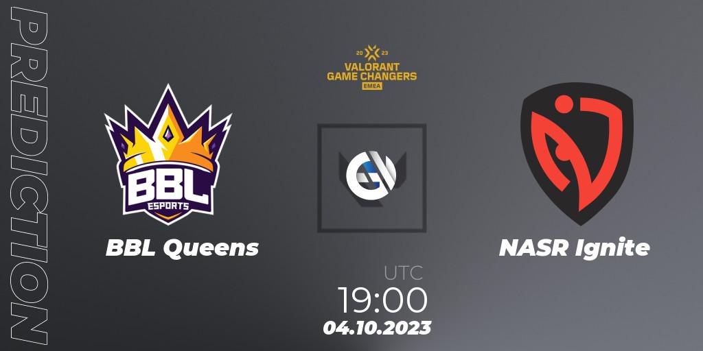 BBL Queens vs NASR Ignite: Match Prediction. 04.10.2023 at 19:30, VALORANT, VCT 2023: Game Changers EMEA Stage 3 - Playoffs