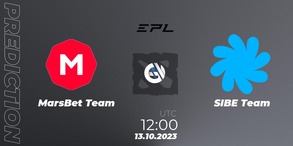 MarsBet Team vs SIBE Team: Match Prediction. 13.10.2023 at 12:05, Dota 2, European Pro League Season 13