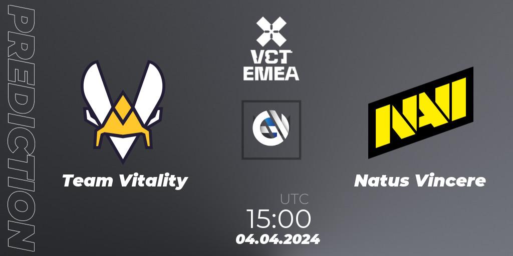 Team Vitality vs Natus Vincere: Match Prediction. 04.04.24, VALORANT, VALORANT Champions Tour 2024: EMEA League - Stage 1 - Group Stage