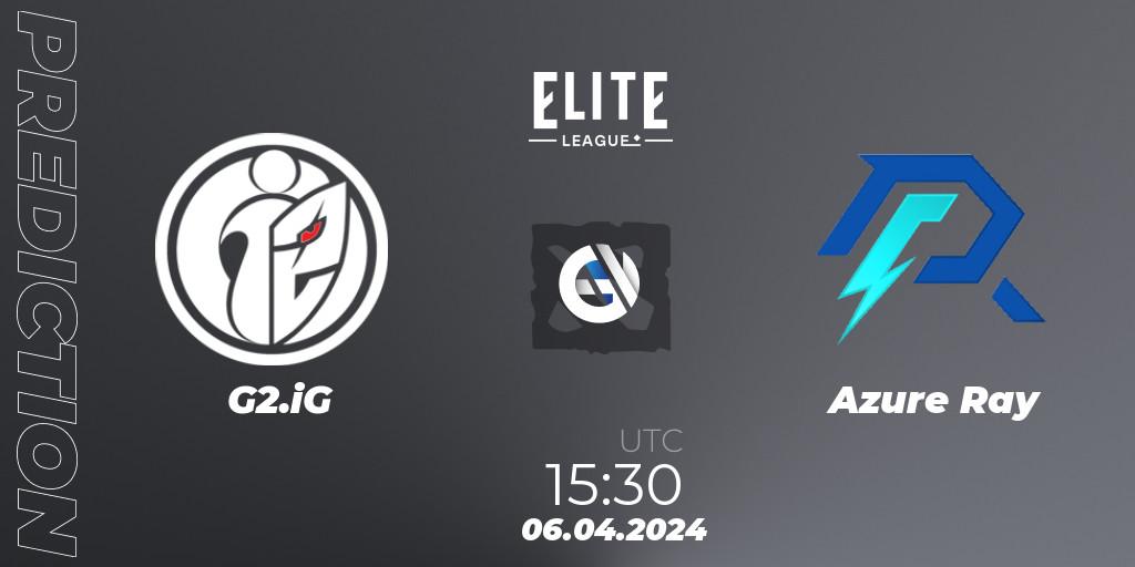 G2.iG vs Azure Ray: Match Prediction. 06.04.2024 at 16:38, Dota 2, Elite League: Round-Robin Stage