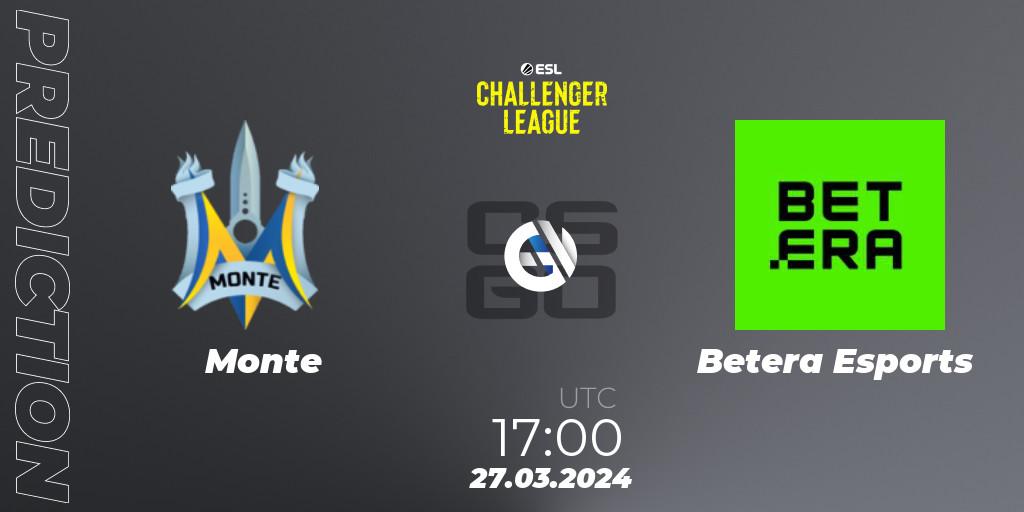 Monte vs Betera Esports: Match Prediction. 28.03.24, CS2 (CS:GO), ESL Challenger League Season 47: Europe