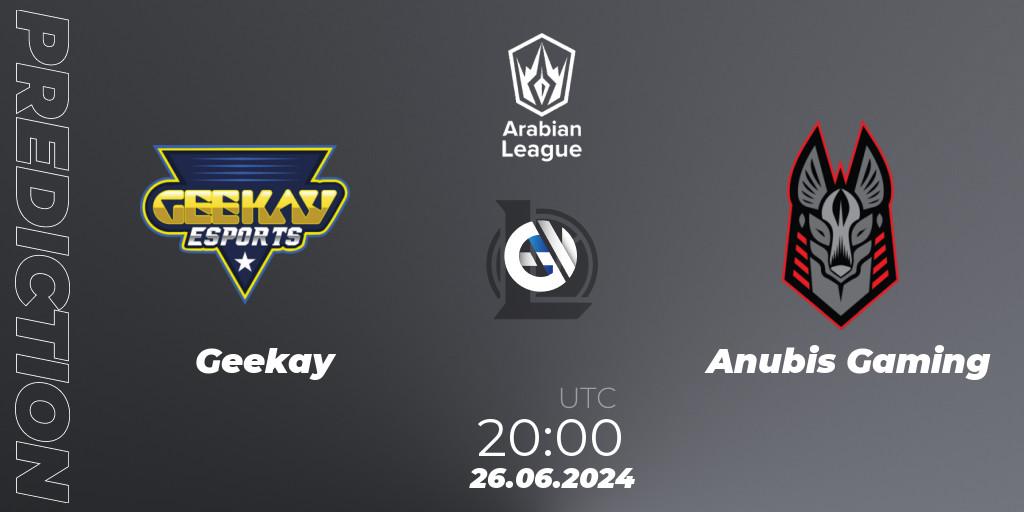 Geekay vs Anubis Gaming: Match Prediction. 25.06.2024 at 20:00, LoL, Arabian League Summer 2024