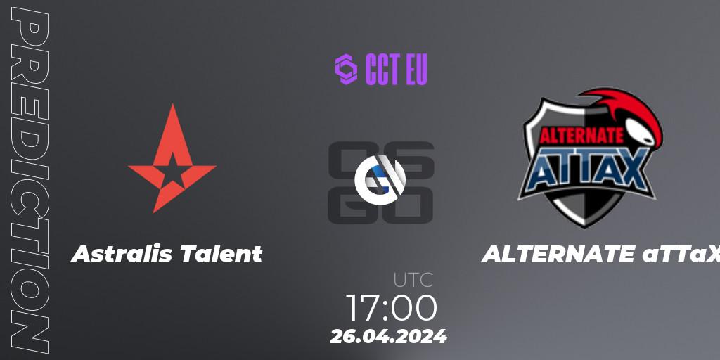 Astralis Talent vs ALTERNATE aTTaX: Match Prediction. 26.04.24, CS2 (CS:GO), CCT Season 2 Europe Series 2 Closed Qualifier