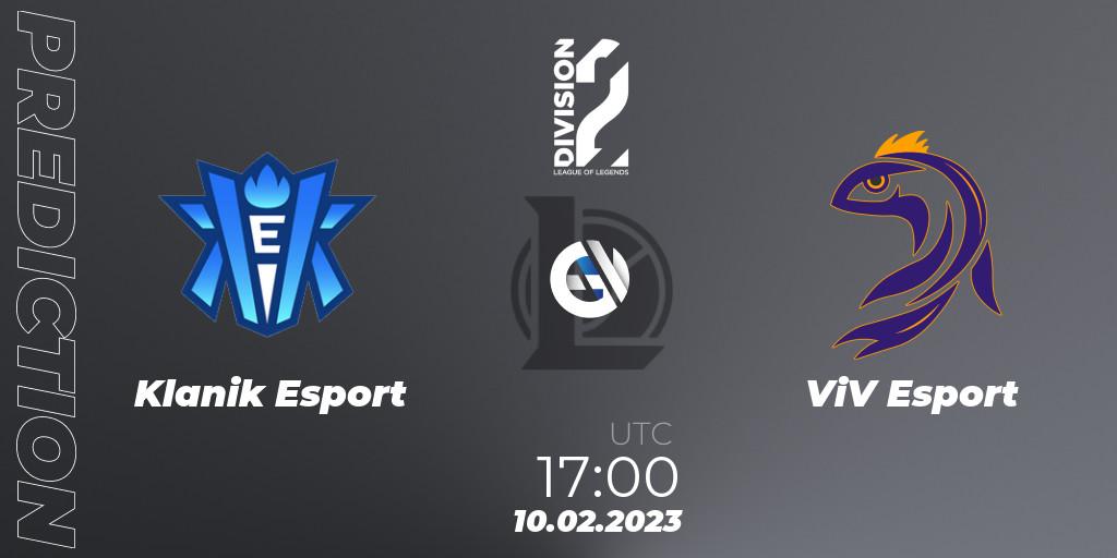 Klanik Esport vs ViV Esport: Match Prediction. 10.02.2023 at 17:00, LoL, LFL Division 2 Spring 2023 - Group Stage