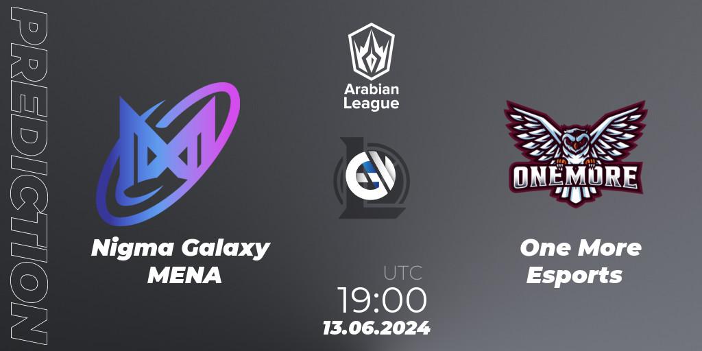 Nigma Galaxy MENA vs One More Esports: Match Prediction. 13.06.2024 at 19:00, LoL, Arabian League Summer 2024