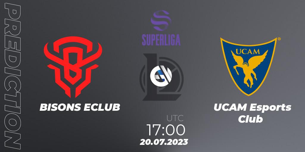 BISONS ECLUB vs UCAM Esports Club: Match Prediction. 20.07.23, LoL, Superliga Summer 2023 - Group Stage