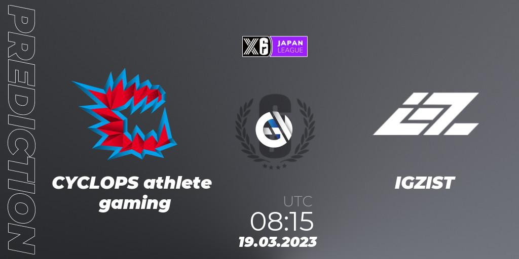 CYCLOPS athlete gaming vs IGZIST: Match Prediction. 19.03.2023 at 08:15, Rainbow Six, Japan League 2023 - Stage 1