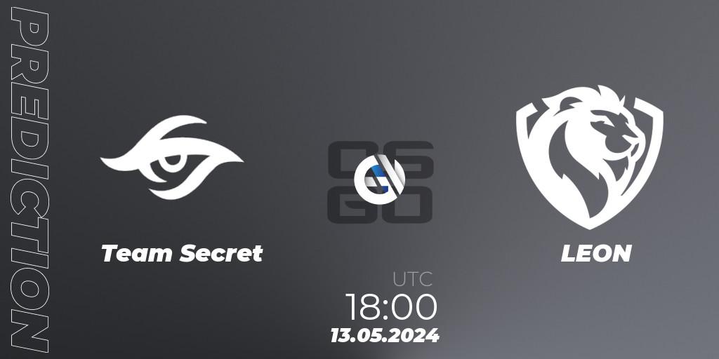 Team Secret vs LEON: Match Prediction. 13.05.2024 at 19:00, Counter-Strike (CS2), CCT Season 2 Europe Series 4 Closed Qualifier