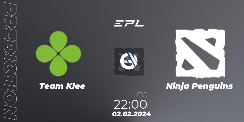 Team Klee vs Ninja Penguins: Match Prediction. 02.02.2024 at 22:42, Dota 2, European Pro League Season 16