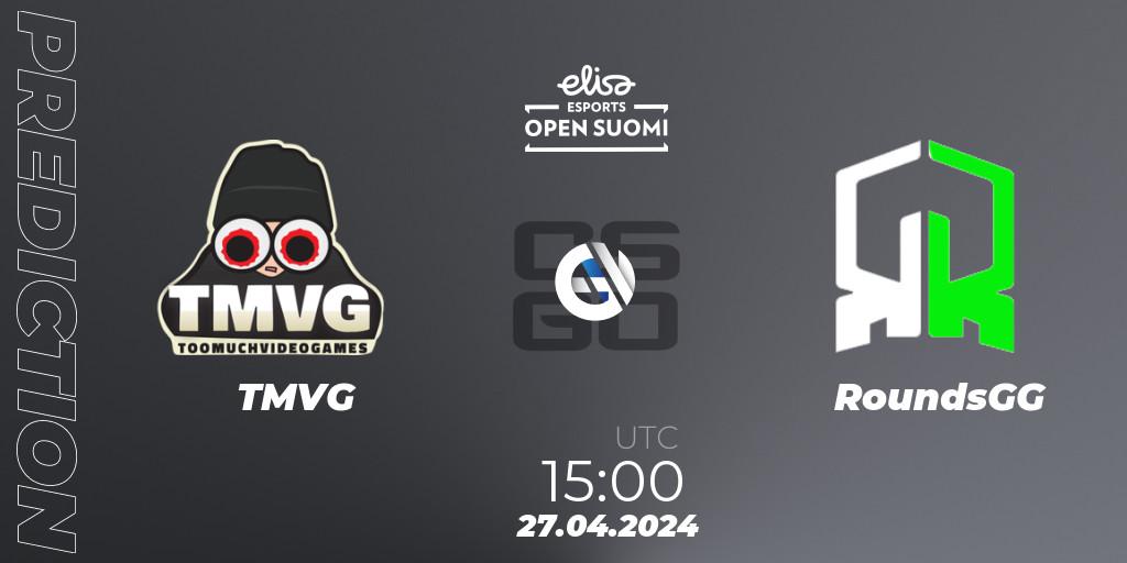 TMVG vs RoundsGG: Match Prediction. 27.04.2024 at 15:00, Counter-Strike (CS2), Elisa Open Suomi Season 6
