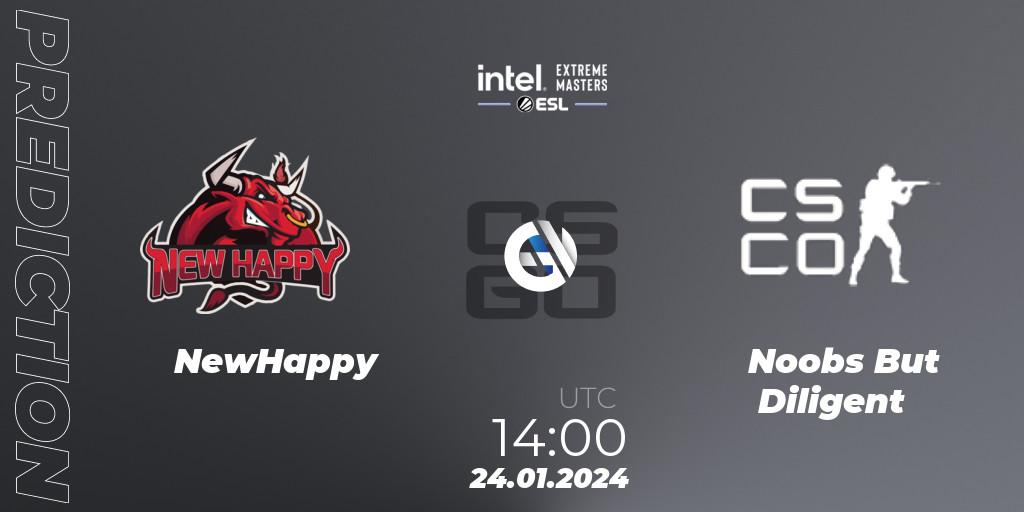 NewHappy vs Noobs But Diligent: Match Prediction. 24.01.24, CS2 (CS:GO), Intel Extreme Masters China 2024: Asian Open Qualifier #2