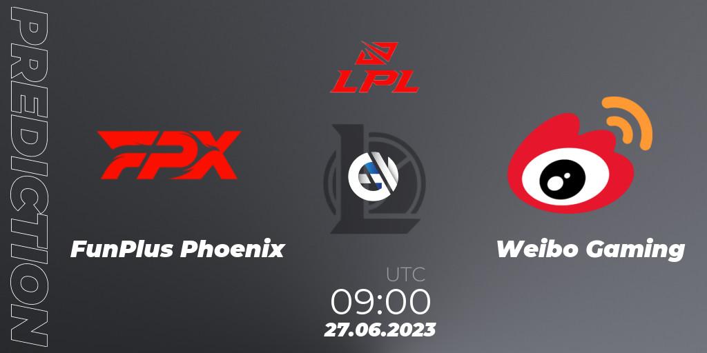 FunPlus Phoenix vs Weibo Gaming: Match Prediction. 27.06.23, LoL, LPL Summer 2023 Regular Season