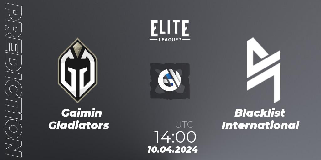 Gaimin Gladiators vs Blacklist International: Match Prediction. 10.04.24, Dota 2, Elite League: Round-Robin Stage