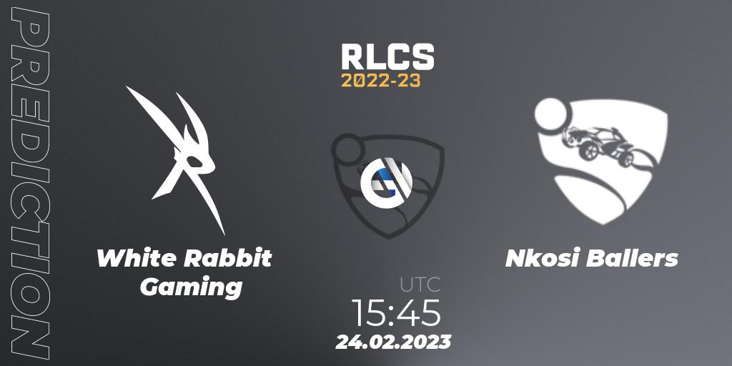 White Rabbit Gaming vs Nkosi Ballers: Match Prediction. 24.02.2023 at 15:45, Rocket League, RLCS 2022-23 - Winter: Sub-Saharan Africa Regional 3 - Winter Invitational