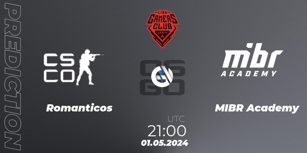 Romanticos vs MIBR Academy: Match Prediction. 01.05.2024 at 21:00, Counter-Strike (CS2), Gamers Club Liga Série A: April 2024