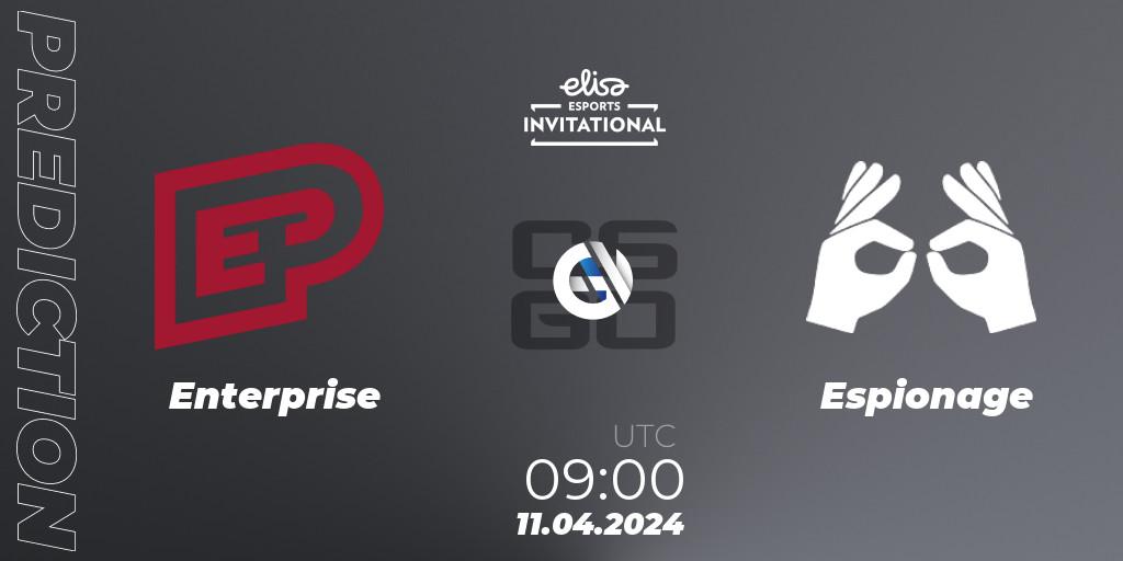 Enterprise vs Espionage: Match Prediction. 11.04.24, CS2 (CS:GO), Elisa Invitational Spring 2024