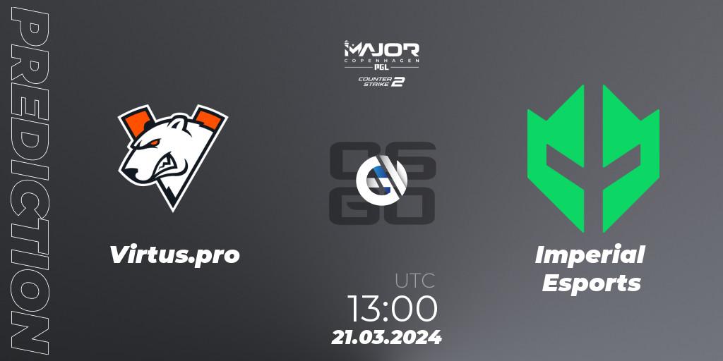 Virtus.pro vs Imperial Esports: Match Prediction. 21.03.24, CS2 (CS:GO), PGL CS2 Major Copenhagen 2024