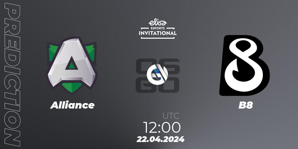 Alliance vs B8: Match Prediction. 22.04.2024 at 12:00, Counter-Strike (CS2), Elisa Invitational Spring 2024