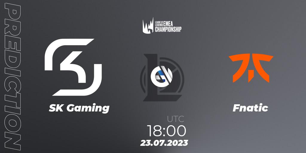 SK Gaming vs Fnatic: Match Prediction. 23.07.2023 at 16:00, LoL, LEC Summer 2023 - Group Stage