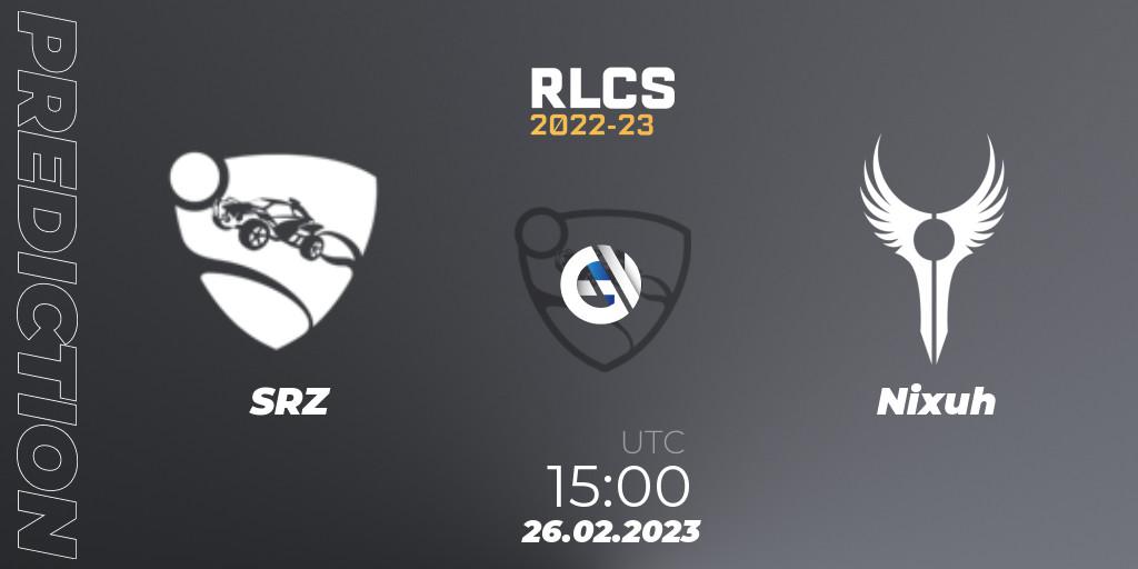 SRZ vs Nixuh: Match Prediction. 26.02.23, Rocket League, RLCS 2022-23 - Winter: Sub-Saharan Africa Regional 3 - Winter Invitational