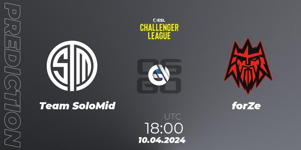 Team SoloMid vs forZe: Match Prediction. 10.04.24, CS2 (CS:GO), ESL Challenger League Season 47: Europe